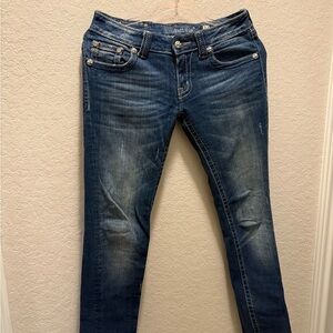 Miss Me Blue Skinny Jeans with Vintage Fading Size 27